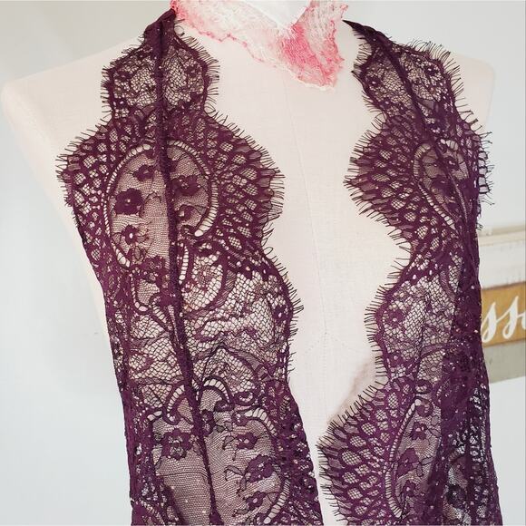 NWT Free People Show Off Fig Purple Sheer Lace Halter Bodysuit S - Picture 3 of 11
